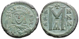 Byzantine
Leo V, the Armenian (813-820 AD) Constantinople
AE Follis or AE Nummi (22.8mm, 7.1g)
Obv: LEON bASIL, crowned and cuirassed bust facing with...