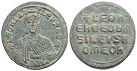 Byzantine
Leo VI the Wise (886-912 AD) Constantinople
AE Follis (27.3mm, 9.2g)
Obv: Crowned and draped bust facing, holding akakia
Rev: +LЄOҺ/ЄҺ ӨЄO Ь...