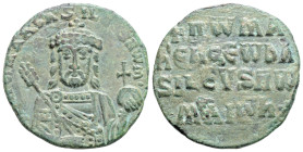 Byzantine
Constantine VII Porphyrogenitus, with Romanus I. (913-959 AD) Constantinople
AE Follis (24.7mm, 5g)
Obv: Crowned and draped facing bust of R...