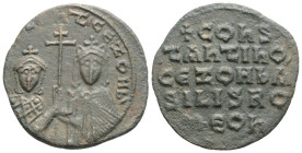 Byzantine
Constantine VII Porphyrogenitus, with Zoe (913-959 AD) Constantinople
AE Follis (25mm, 4.1g)
Obv: Crowned half-length figures of Constantine...