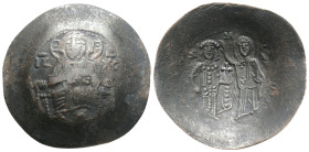 Byzantine
Manuel I Comnenus (1167-1183 AD) Constantinople
BI Aspron Trachy (29.6mm, 2.7g)
Obv: Christ, wearing tunic and colobium, seated upon throne ...
