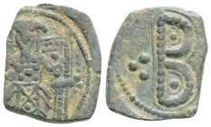 Byzantine
Theodore II Ducas-Lacaris (1254-1258 AD) Nicaea
AE Tetarteron (14.4mm, 1.8g)
Obv: Large B in center; to left and right, three pellets each.
...