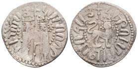 Medieval
ARMENIA, Royal. Hetoum I, (1226-1270 AD) 
AR Tram (21.6mm 2.9g)
Obv: Zabel and Hetoum standing facing, holding between them long cross with t...