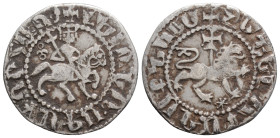 Medieval 
ARMENIA. Levon III (1303/5-1307 AD)
AR (21.4mm 2.4g)
Obv: Levon, with head facing and holding lis-tipped sceptre, on horse prancing right; u...