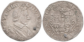 Francesco I d'Este (1629-1658 AD)
8 bolognini, Modena, argento(22.9mm 3.6g)
Obv: D/ FRAN I MVT REG ET C DVX VIII, bust on the right, armored, and with...
