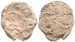 Byzantine Lead Seal ( 5th-6th centuries)
Obv: Floral pattern
Rev: Floral pattern
(21.5 g, 31.9 mm diameter)