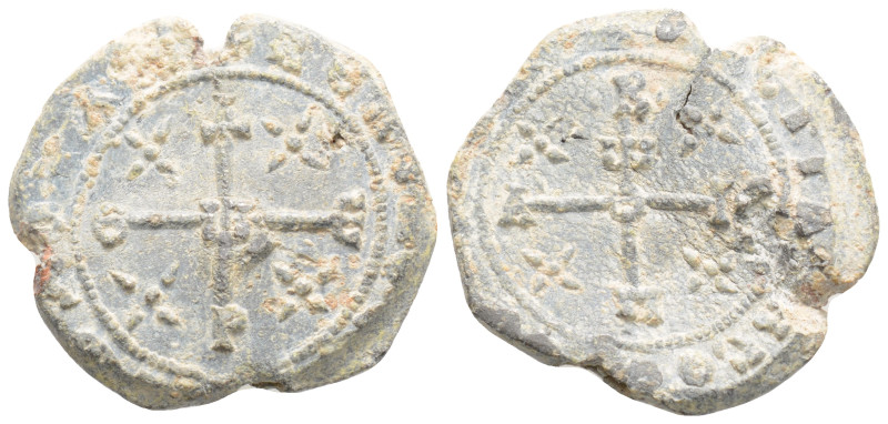 Byzantine Lead Seal ( 11-12 th centuries)
Obv: Cruciform monogram
Rev: Cruciform...