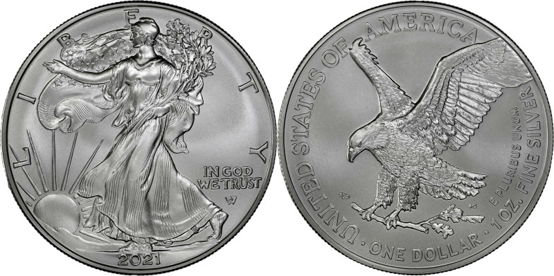 2021 American 1 Ounce Silver Eagle at Dawn and at Dusk 35th Anniversary Coin. Ne...