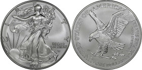 2021 American 1 Ounce Silver Eagle at Dawn and at Dusk 35th Anniversary Coin. New Design, Eagle Landing. 18th New Coin Struck. MS-69 (NGC)
#18 New Si...