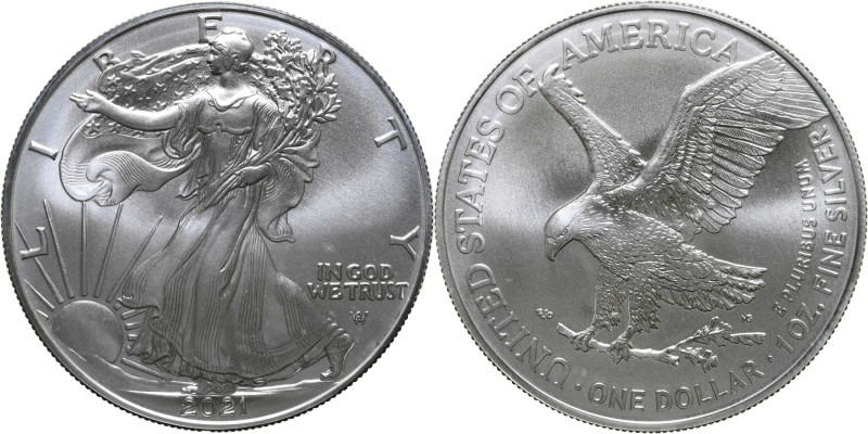 2021 American 1 Ounce Silver Eagle at Dawn and at Dusk 35th Anniversary Coin. Ne...