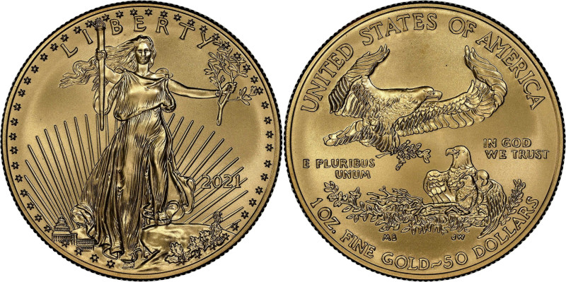 2021 American 1 Ounce Gold Eagle at Dawn and at Dusk 35th Anniversary Coin. Clas...