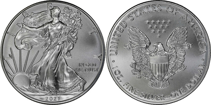 2021 American 1 Ounce Silver Eagle at Dawn and at Dusk 35th Anniversary Coin. Cl...