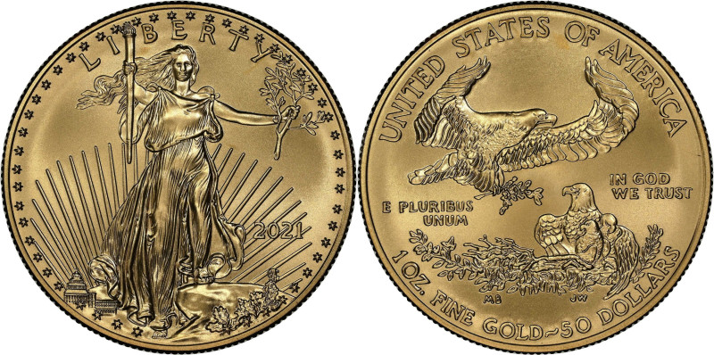 2021 American 1 Ounce Gold Eagle at Dawn and at Dusk 35th Anniversary Coin. Clas...