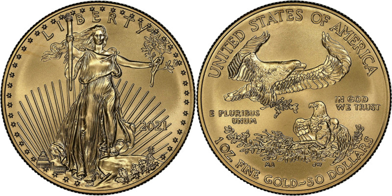 2021 American 1 Ounce Gold Eagle at Dawn and at Dusk 35th Anniversary Coin. Clas...