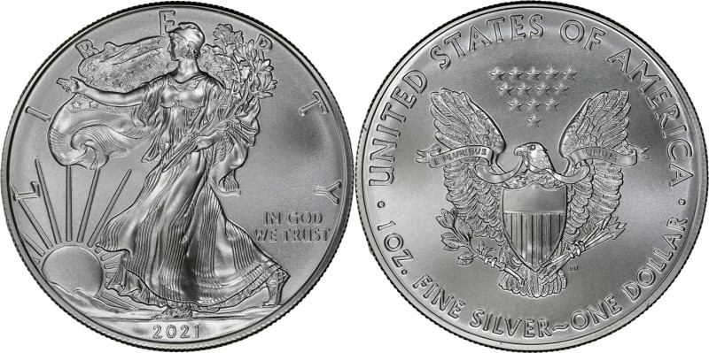 2021 American 1 Ounce Silver Eagle at Dawn and at Dusk 35th Anniversary Coin. Cl...