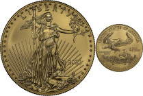 2021 American 1 Ounce Gold Eagle at Dawn and at Dusk 35th Anniversary Coin. Classic Design, Family of Eagles. 49th to the Last Classic Coin Struck. MS...