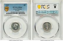 George VI 4-Piece Certified Proof Maundy Set 1937 PCGS, 1) Penny - PR66, KM846, S-4090 2) 2 Pence - PR67, KM-847, S-4089 3) "Crowned 3" 3 Pence - PR66...