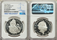 Elizabeth II silver Proof "Lion of England" 2 Pounds (1 oz) 2022 PR70 Ultra Cameo NGC, M-Unl., S-TBCSA2. Limited Edition Presentation: 6,000. Royal Tu...