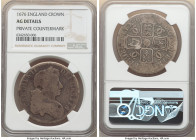 4-Piece Lot of Assorted Issues NGC, 1) Charles II Crown 1676 - About Good Details (Private Countermark) 2) George II 6 Pence 1758 - AU58 3) Victoria C...