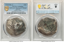 Philip V Cob 8 Reales 1714 Mo-J Fine Details (Saltwater Damage) PCGS, Mexico City mint, KM47, Cal-1401. A highly popular series date given its well-es...