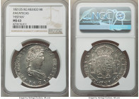 Zacatecas. Ferdinand VII "Royalist" 8 Reales 1821 Zs-RG MS63 NGC, Zacatecas mint, KM111.5, Cal-1465. An undeniably appealing Choice representative of ...