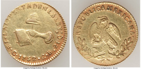 Republic gold Contemporary Counterfeit Escudo 1852 C-CE XF, cf. KM379. (for original type). 18mm. 3.31gm. Surfaces admit evidence of rub and handling ...