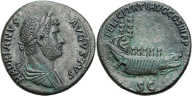 Collection of Ancient coins
Roman Empire. Hadrian 117 - 138 A.D. Sesterc, Rome - RARE 

Aw.: Popiersie Hadriana w wieńcu laurowym w prawo: HADRIANV...