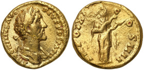 Collection of Ancient coins
Roman Empire. Antoninus Pius 138-161 Aureus 157/158 

Aw: Popiersie Antoninusa w wieńcu Laurowym w prawo ANTONINVS AVG ...