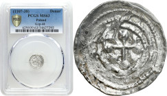 COLLECTION Medieval coins
Bolesław III Krzywousty. Denar (1102-1138) Walka ze smokiem PCGS MS63 (MAX) - BEAUTIFUL and RARE 

Aw.: Rycerz przebijają...