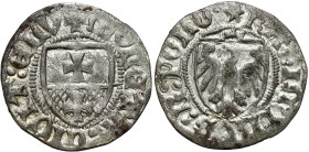 COLLECTION Medieval coins
Kazimierz IV Jagiellończyk (1446-1492). Szelag (Schilling), Elbląg - RARE 

Aw.: Na tarczy ukoronowany Orzeł, napis w oto...