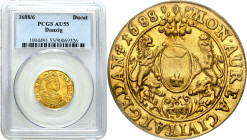 John III Sobieski 
Jan III Sobieski. Ducat (Dukaten) 1688/3, Danzig PCGS AU55 

Aw.: Popiersie króla w prawo, w koronie i zbroi z zawieszonym na pi...