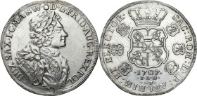 Augustus II the Strong 
August II Mocny. Taler (thaler) 1707, Drezno – RARE i VERY NICE 

Aw.: Popiersie króla w prawo, w zbroi z płaszczem przypię...