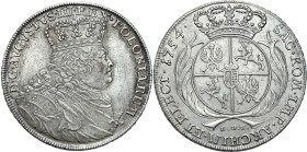 Augustus III the Sas 
August III Sas. Taler (thaler) 1754 EDC, Lipsk - Banco-Taler 

Aw.: Popiersie króla w prawo, w koronie i zbroi. Na piersi Ord...