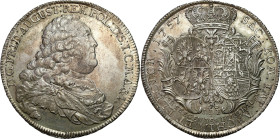 Augustus III the Sas 
August III Sas. Taler (thaler) 1757, Drezno - EXCELLENT 

Aw.: Popiersie króla w peruce i antycznej zbroi, na szyi wstęga z O...