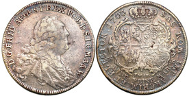 Augustus III the Sas 
August III Sas. Taler (thaler) 1763 FWoF, Drezno 

Aw.: Popiersie króla w płaszczu elektorskim z Orderem Złotego Runa na pier...