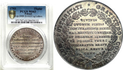 Stanislaus Augustus Poniatowski 
Stanisław August Poniatowski. Taler (thaler) 1793 Targowica, Warszawa PCGS MS63 - EXCELLENT 

Aw.: W wieńcu dębowy...