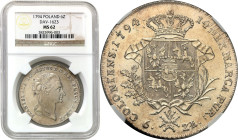 Stanislaus Augustus Poniatowski 
Stanisław August Poniatowski. Taler (thaler) 1794, Warszawa NGC MS62 – BEAUTIFUL and RARE 

Aw.: Głowa króla w pra...