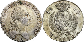 Duchy of Warsaw
Księstwo Warszawskie. 2 zlote (1/3 Taler - Thaler) 1812 IB, Warszawa 

Aw.: Głowa księcia Fryderyka Augusta w prawo z przewiązanymi...