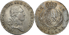 Duchy of Warsaw
Księstwo Warszawskie. 2 zlote (1/3 Taler - Thaler) 1812 IB, Warszawa - BARDZO ŁADNE 

Aw.: Głowa księcia Fryderyka Augusta w prawo ...