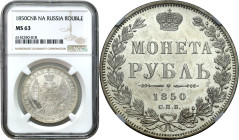 Collection of russian coins
Rosja, Nicholas I. Rubel (Rouble) 1850 ПА, Petersburg NGC MS63 – Piękny 

Aw.: Dwugłowy orzeł rosyjski. U dołu inicjały...