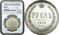 Collection of russian coins
Rosja. Alexander II. Rubel (Rouble) 1878 СПБ-НФ, Petersburg NGC MS62 – BEAUTIFUL 

Aw.: Dwugłowy orzeł rosyjski. U dołu...