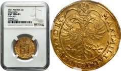 World coins 
Austria, Salzburg. Johann Jakob Khuen von Belasi (1560-1586). 2 Ducat (Dukaten) 1571 NGC UNC 

Aw.: Arcybiskup nad swoim herbem, napis...
