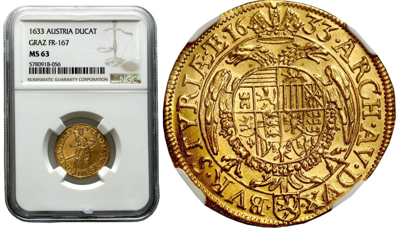 World coins 
Austria. Ferdinand II (1619-1637). Ducat (Dukaten) 1633, Graz NGC ...