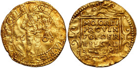 World coins 
Netherlands. Gelderland. Ducat (Dukaten) 1608 

Aw.: Stojący rycerz z mieczem i pękiem strzał. W tle data 1608, w otoku napisRw.: W kw...