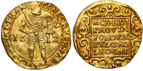 World coins 
Netherlands, Utrecht. Ducat (Dukaten) 1612 

Aw.: Stojący rycerz z mieczem i pękiem strzał. W tle data 1612, w otoku napisRw.: W kwadr...