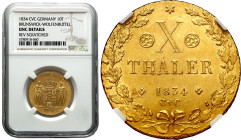 World coins 
Germany, Braunschweig - Wolfenbttel. Wilhelm (1831-1884) .10 Thaler 1834CvC, Braunschweig NGC UNC 

Drobne ryski na rewersie, ale mone...
