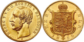 World coins 
Germany. George V (1851-1866). 10 Thaler 1856 B, Hannover 

Aw.: Głowa władcy w lewo, w otoku: GEORG V v. G. G. KOENIG v. HANNOVERRw.:...