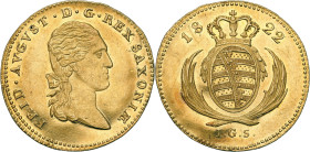 World coins 
Germany, Saxony. Friedrich August I (1806-1827). Ducat (Dukaten) 1822 / 1IGS, Dresden 

Aw.: Popiersie władcy w prawo. W otoku: FRID A...