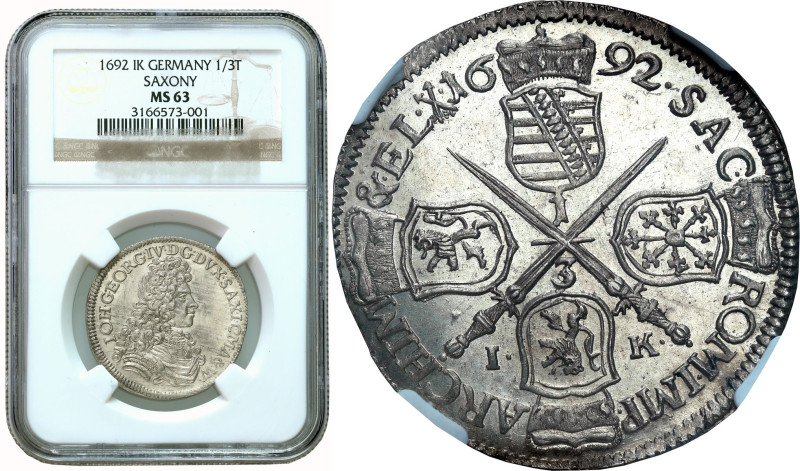 World coins 
Germany. Saxony. Johann Geroge IV (1691-1694) 1/3 Taler (thaler) a...