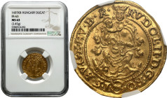 World coins 
Hungary. Rudolf II (1572-1608). Ducat (Dukaten) (goldgulden) 1607 KB, Kremnica NGC MS63 (MAX) - BEAUTIFUL 

Aw.: Postać cesarza, liter...